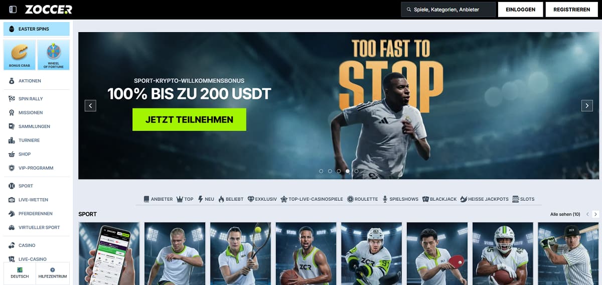 Zoccer ist die Top-Adresse für ein online casino schnelle auszahlung, da Gewinne über E-Wallets und Kryptowährungen zuverlässig innerhalb von 0 bis 24 Stunden transferiert werden – und das bei einer riesigen Auswahl von über 9.000 Spielen.